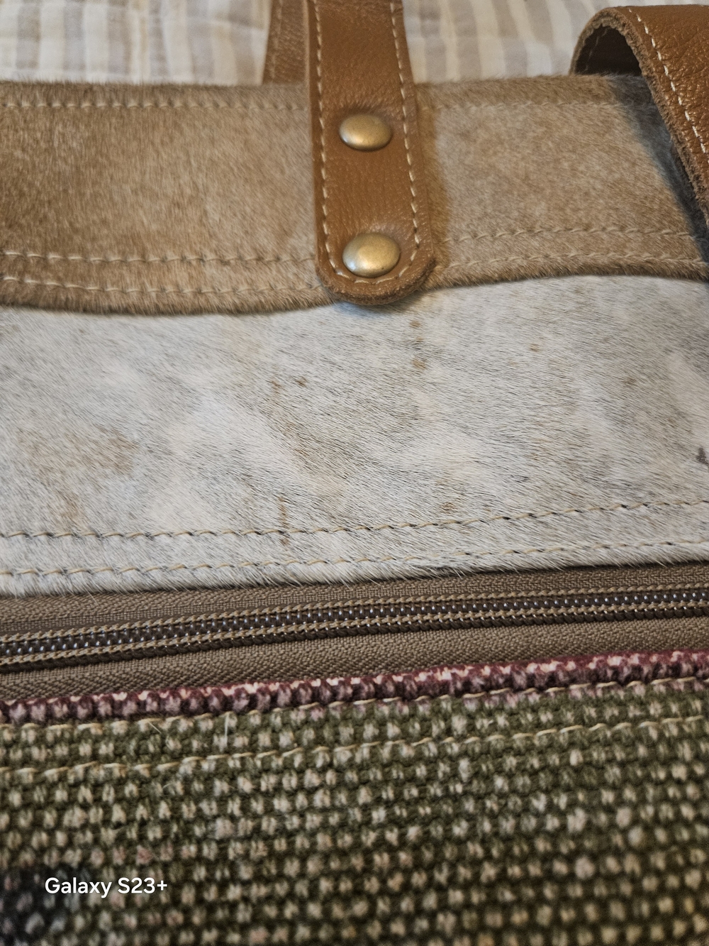 Myra Bag Tan and Multicolor Woven Tote with Leather Straps - Picture 7 of 16